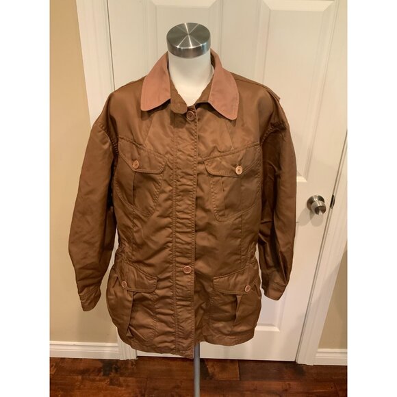 Lauren Ralph Lauren Brown Oversized Nylon Zip-Up Windbreaker Size Small - Picture 1 of 7